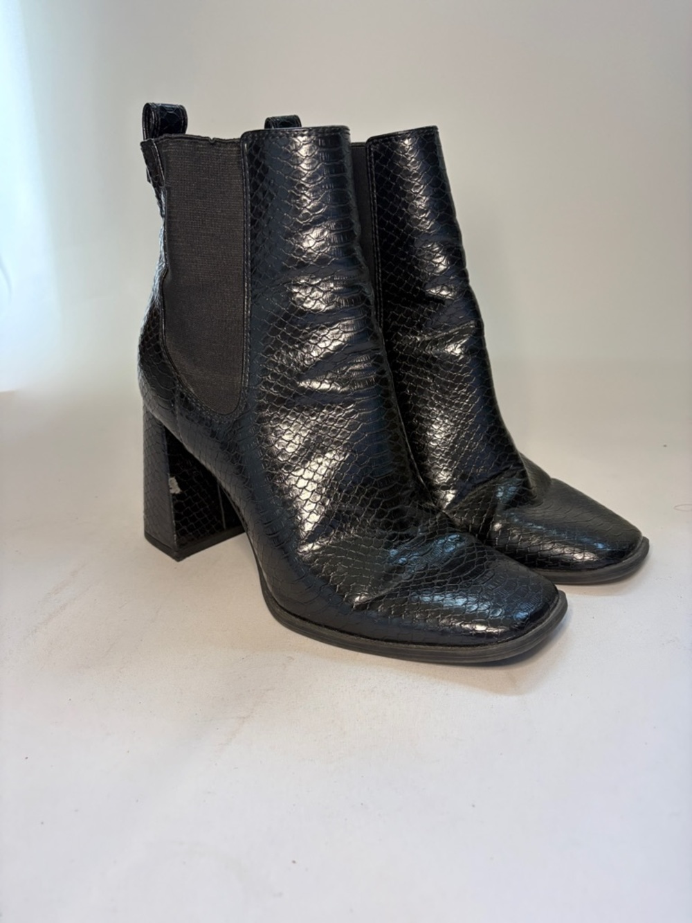 Circus NY by Sam‎ Edelman Polly Snakeskin Square Toe Block Heel Booties Size 8.5